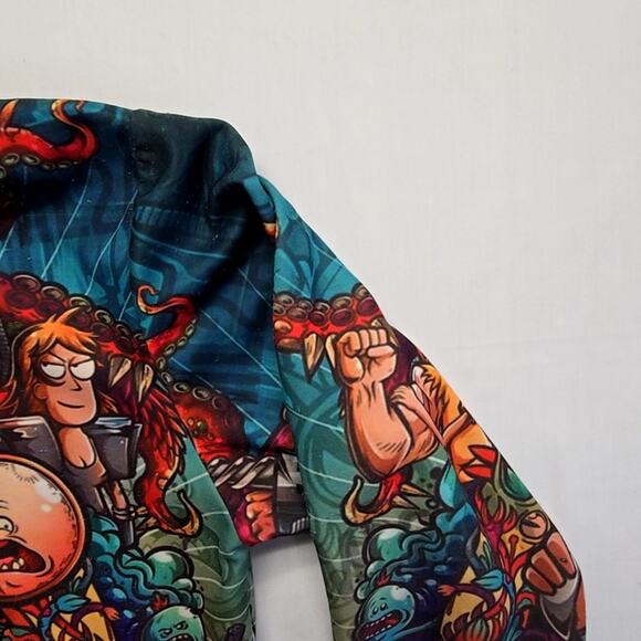 Rick Morty Graphic Hoodie Colorful Cartoon Print Large AOP Pullover - Picture 5 of 16